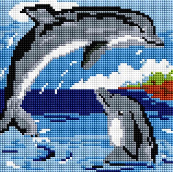 Набір алмазної мозаїки ColorArt Дельфінчики 20х20 DD1213