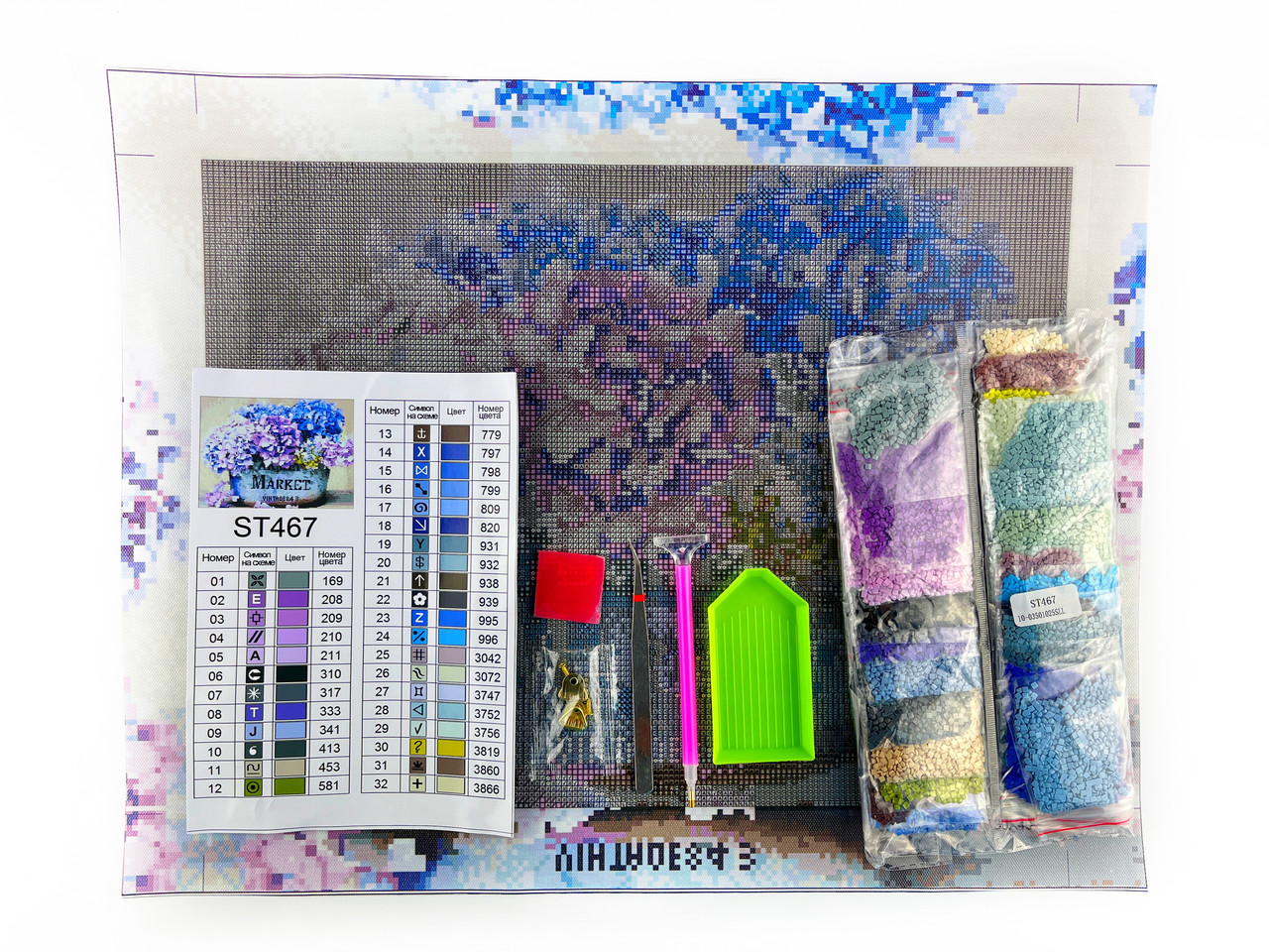 Алмазна мозаїка ColorArt Квіти гортензії 30х40 ST467 - Зображення 3