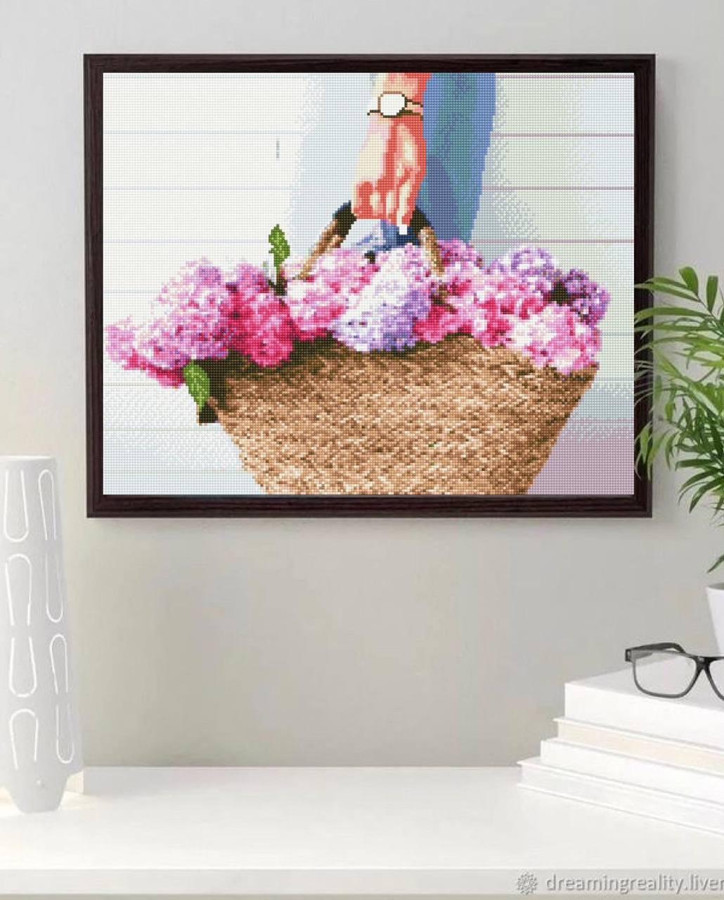 Алмазна вишивка ColorArt 40x50 Дама з квітами SP112 - Зображення 3
