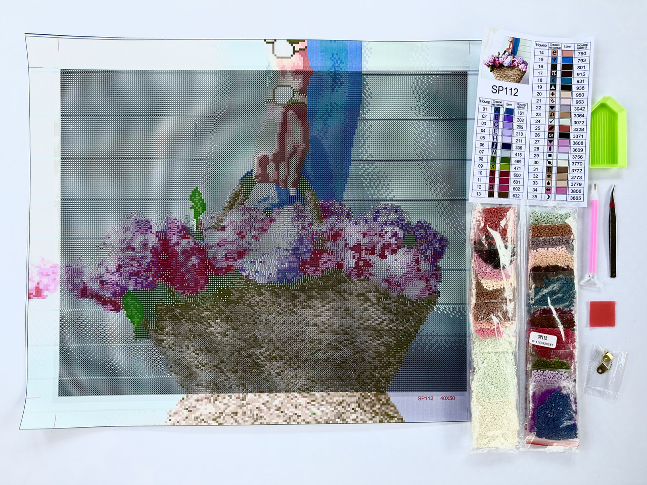 Алмазна вишивка ColorArt 40x50 Дама з квітами SP112 - Зображення 4