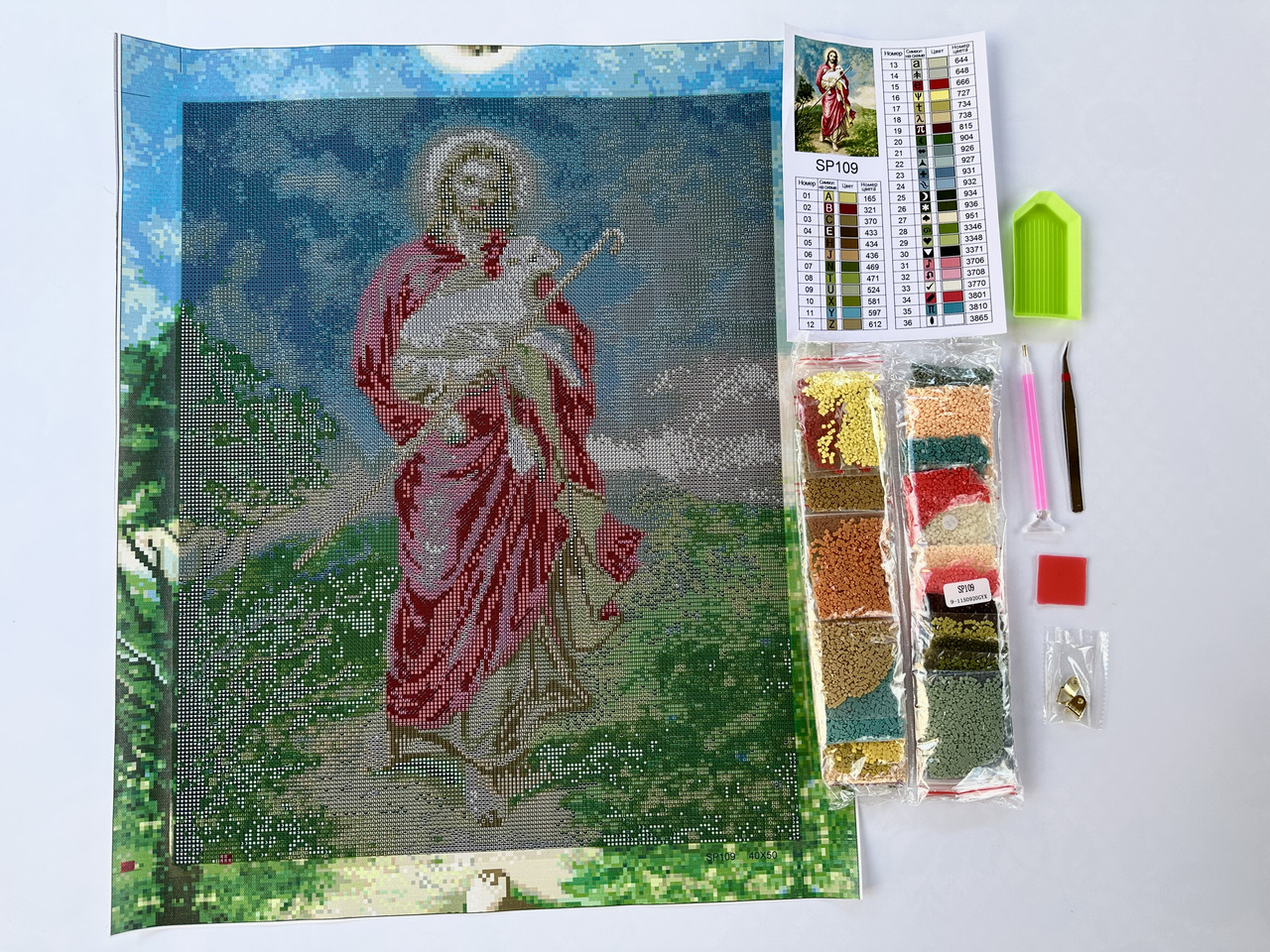 Набір алмазної мозаїки ColorArt 40x50 Ісус з ягням SP109 - Зображення 4