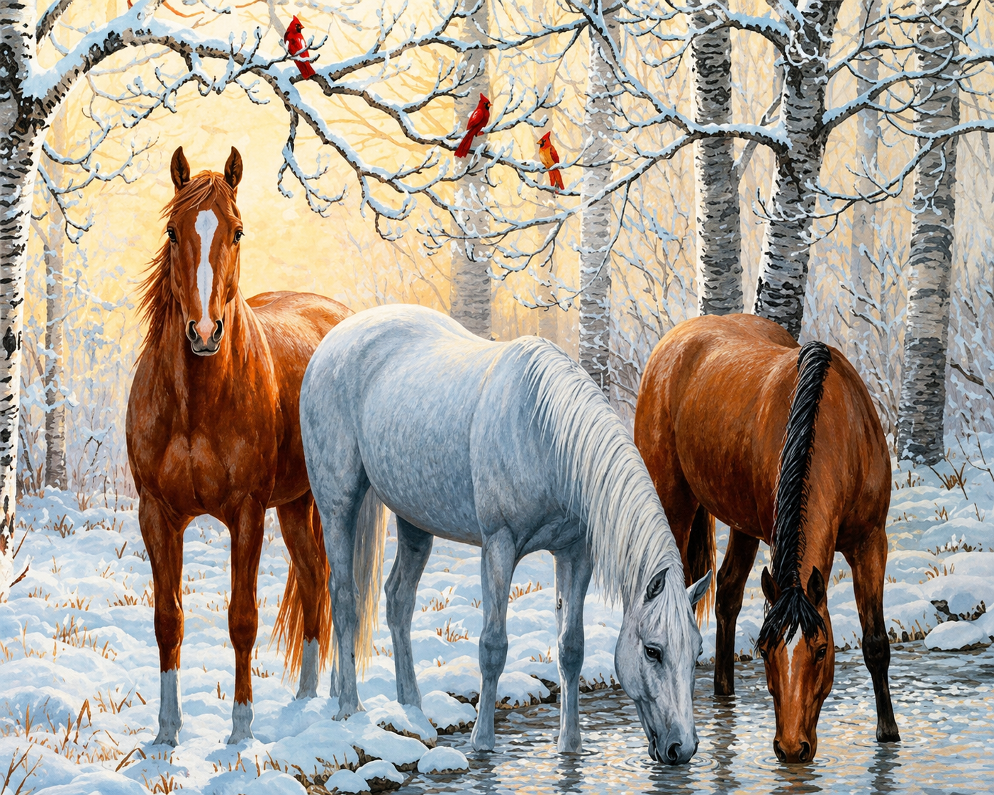 Набор для рукоделия ColorArt 40х50 Лошади у пруда SP005