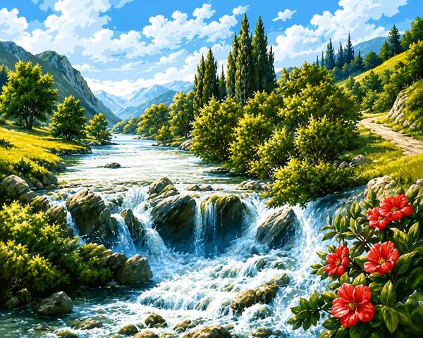 Набір алмазної мозаїки ColorArt 40х50 Красивий водоспад SP081
