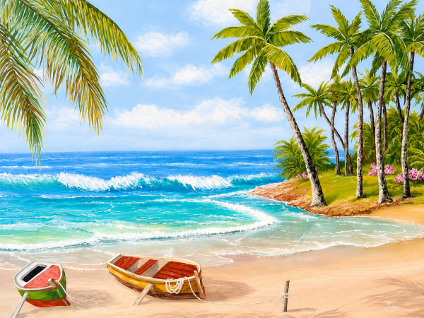 Алмазная мозаика ColorArt 30х40 Море и пальмы ST454