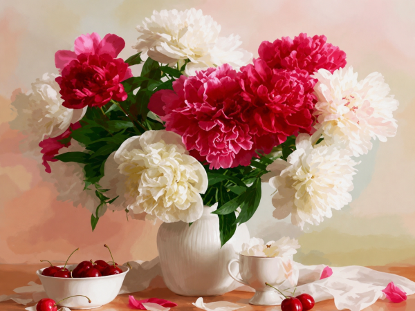 Алмазная мозаика ColorArt 30х40 Шыкарные пионы ST457