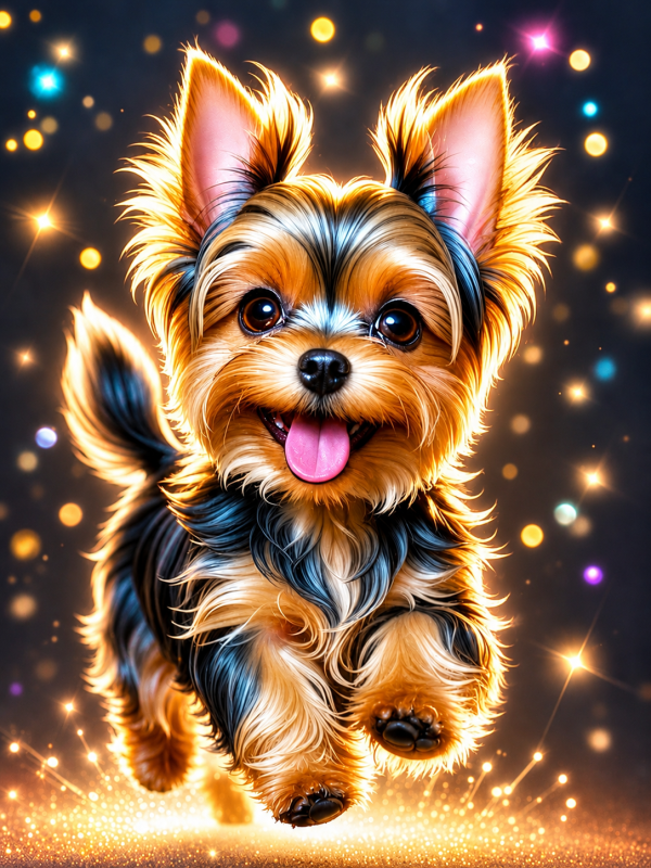 Алмазна мозаїка ColorArt 30x40 Собачка Йорк + голограмні алмазики ST491